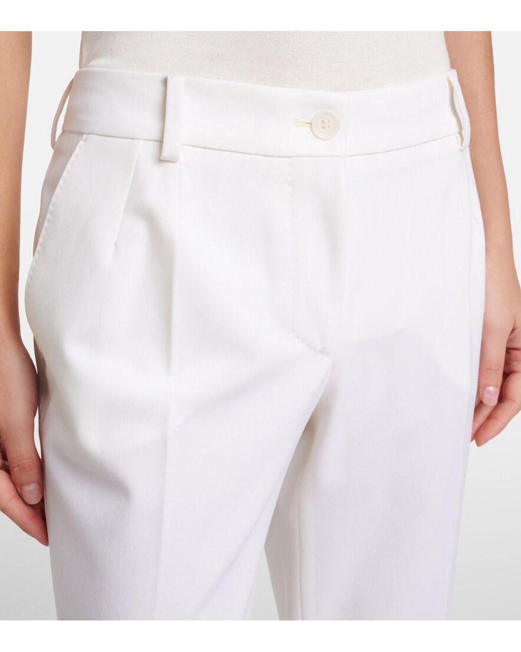 Dolce & Gabbana White Low-Rise Wool-Blend Pants