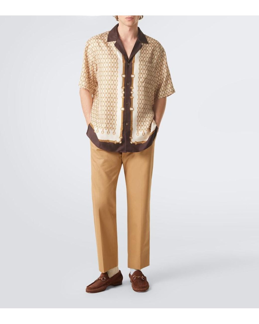 Gucci Brown Bamboo Horsebit Woven Suede Loafers for men