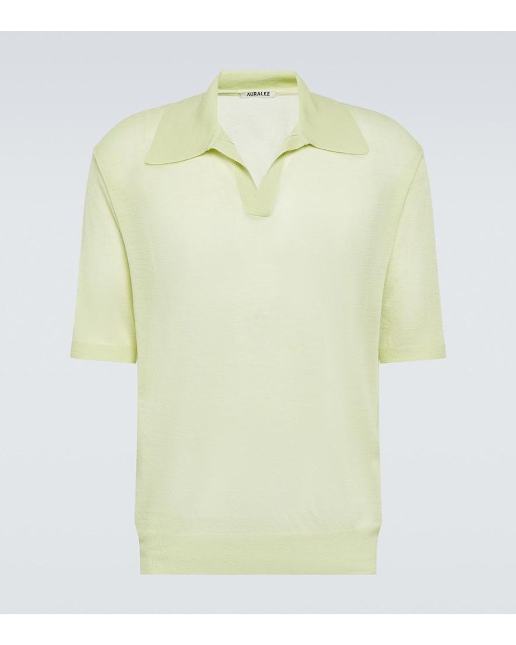 Auralee Green Wool And Silk Polo Sweater for men