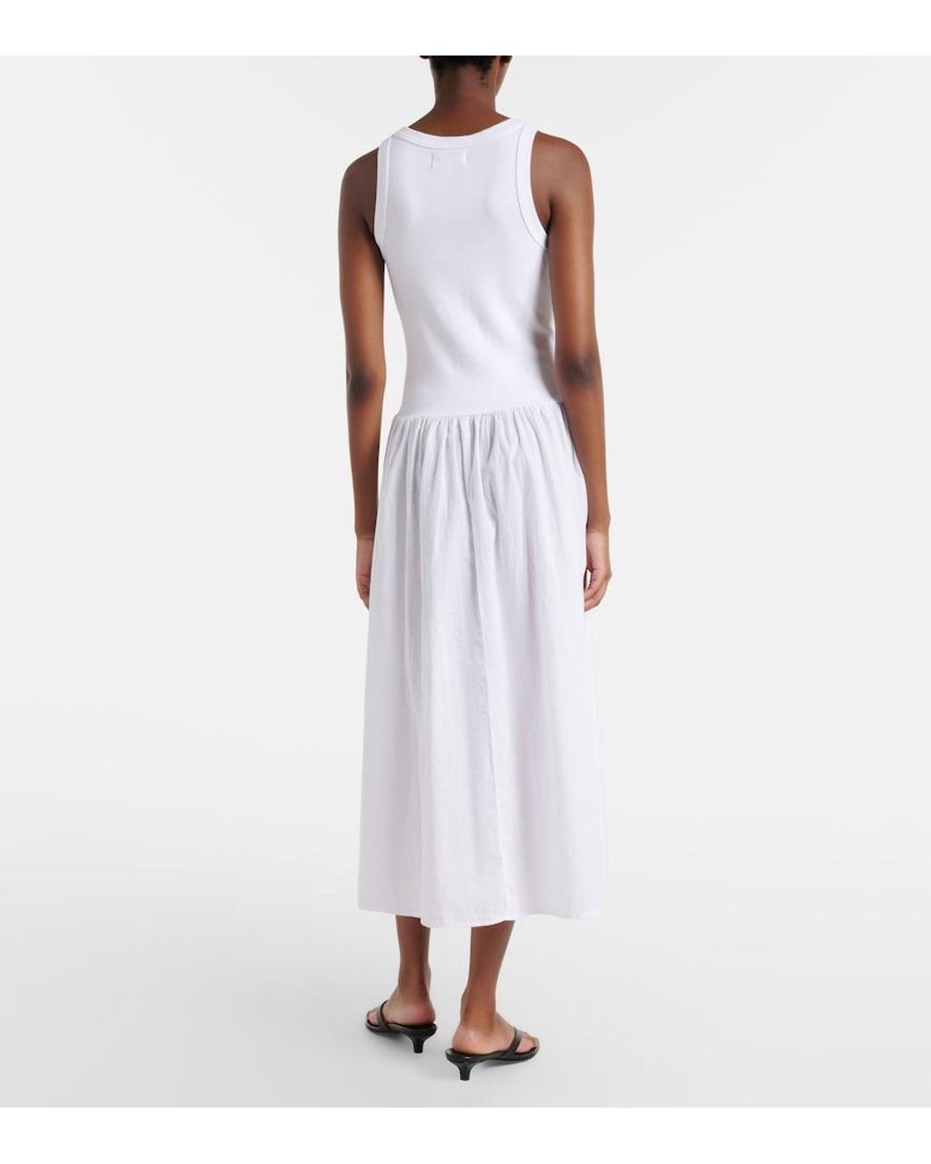 Velvet White Amelia Cotton-Blend Midi Dress
