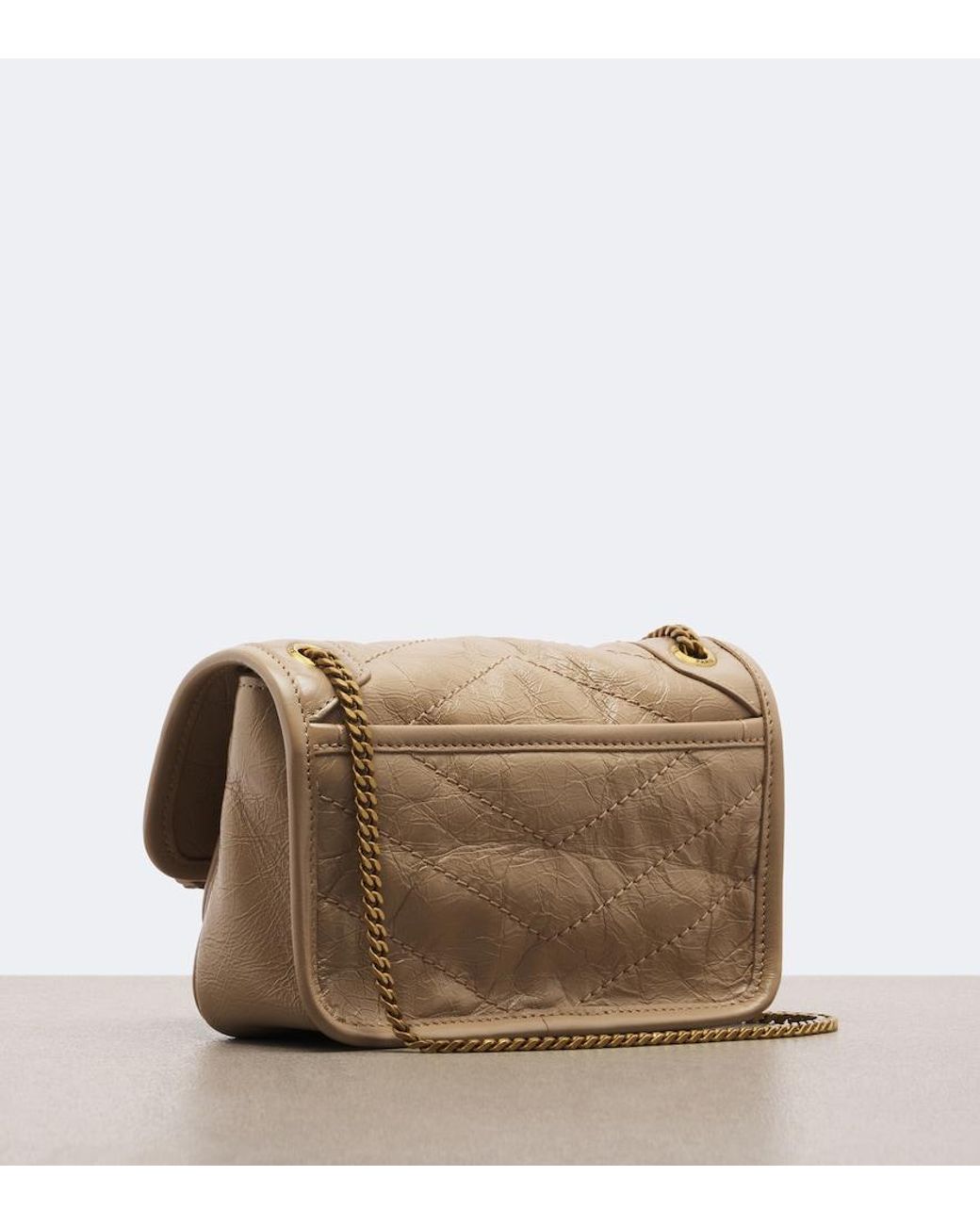 Saint Laurent Natural Niki Mini Leather Shoulder Bag