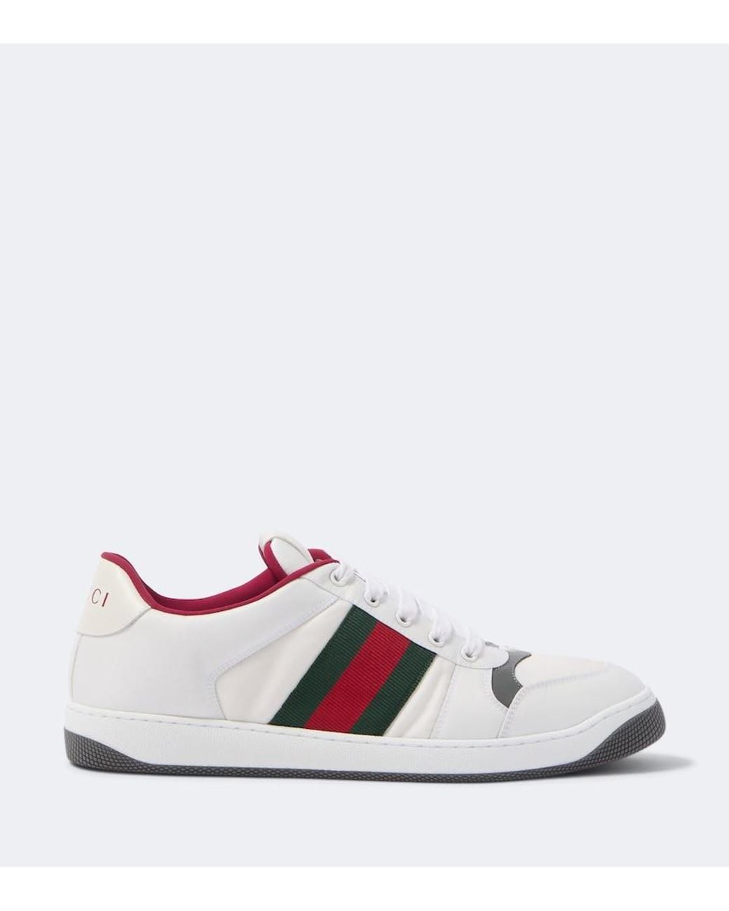 Gucci White Screener Leather-Trimmed Sneakers for men