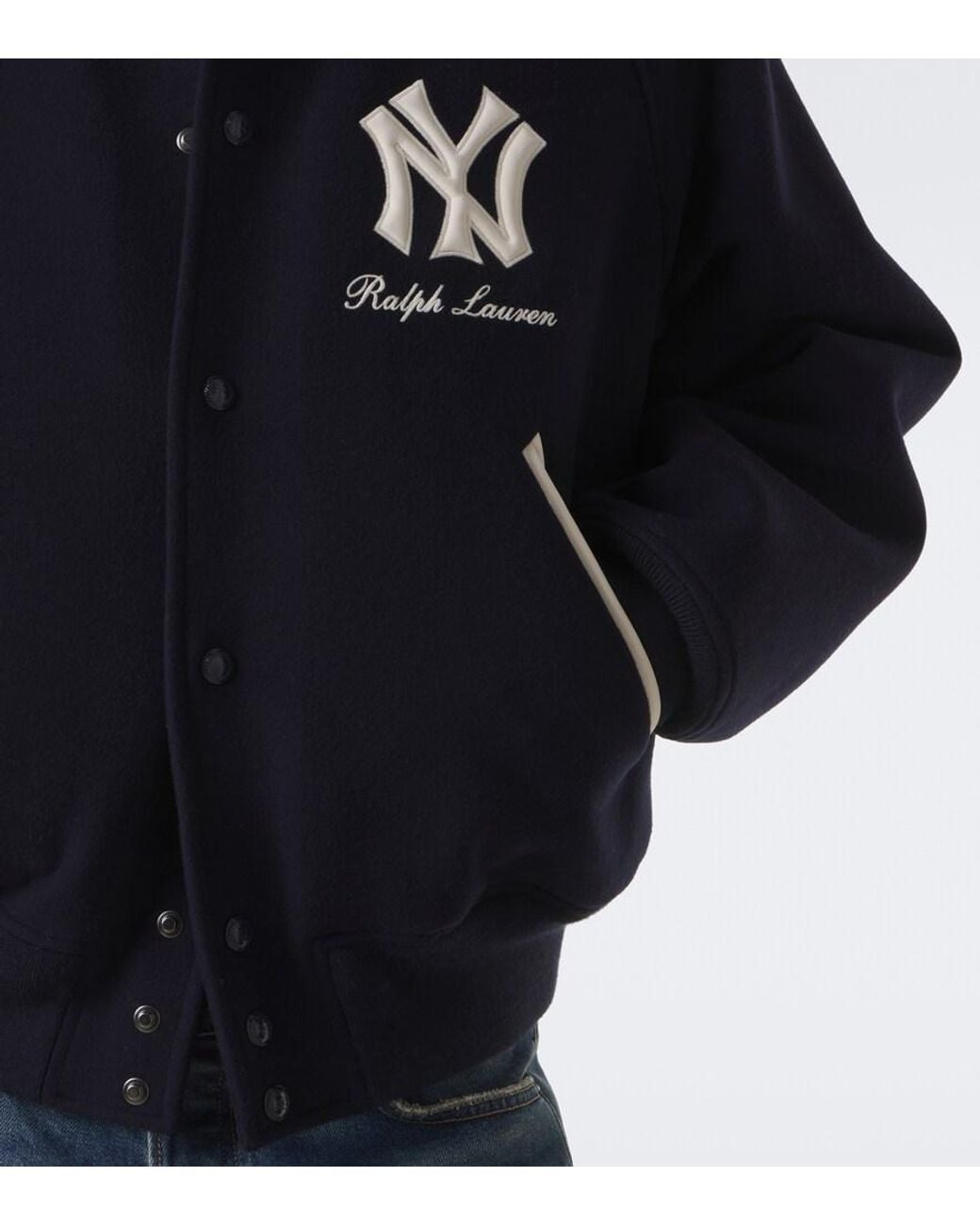 Ralph Lauren Blue X Mlb Shearling-Lined Twill Blouson Jacket for men