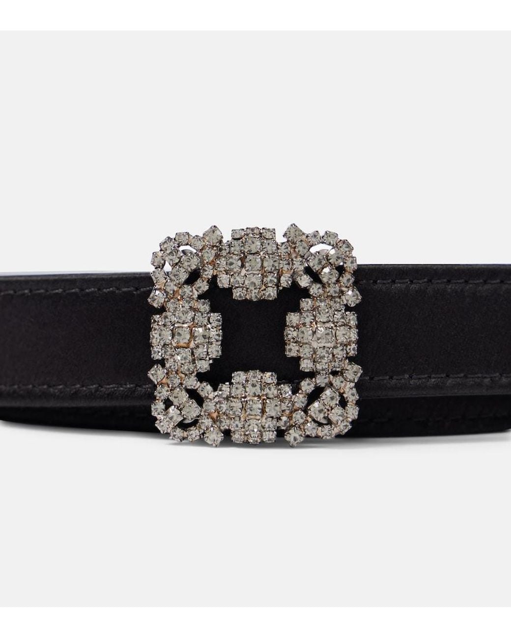 Manolo Blahnik Black Hangisi Embellished Satin Belt