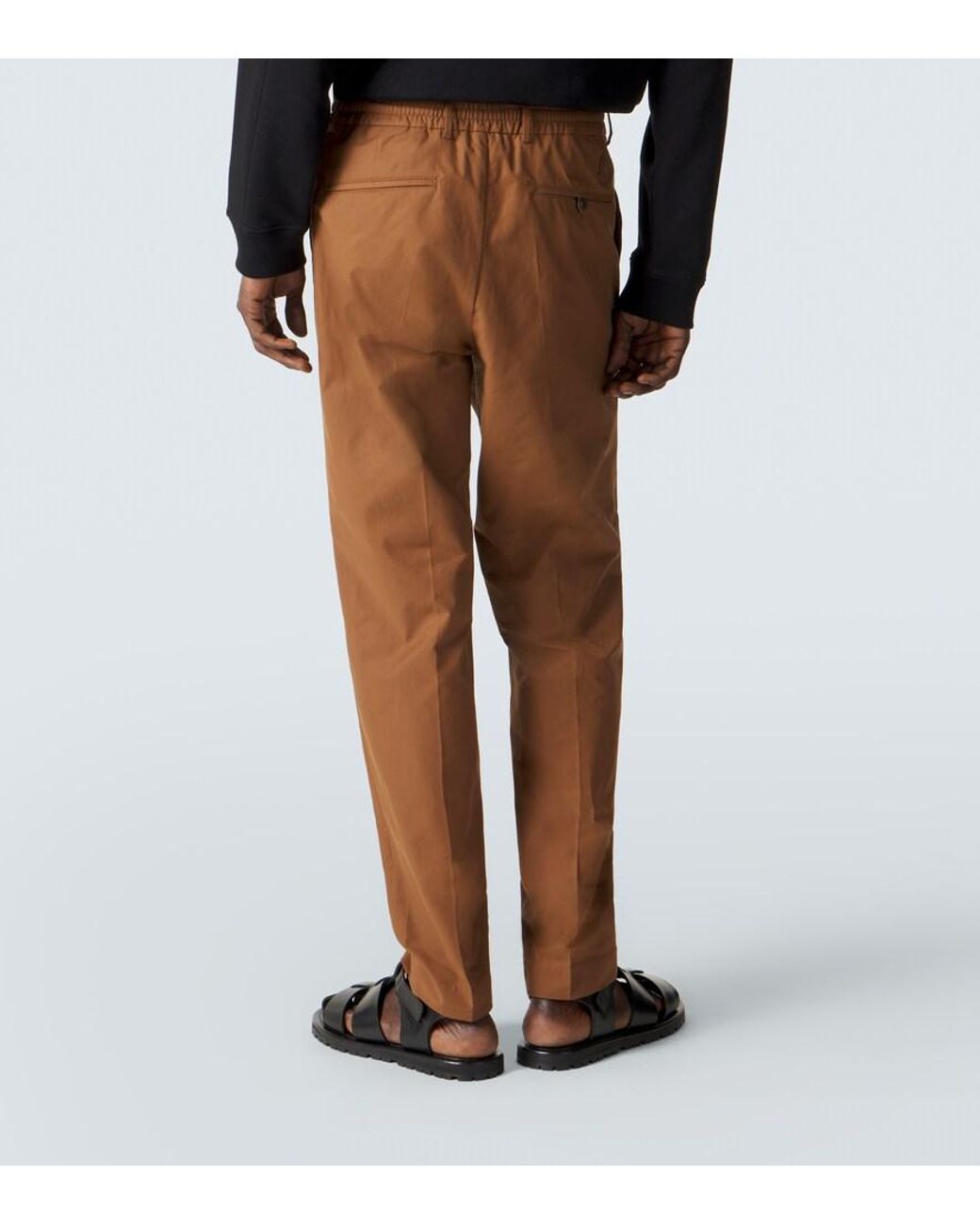 Moncler Brown Cotton-Blend Straight Pants for men