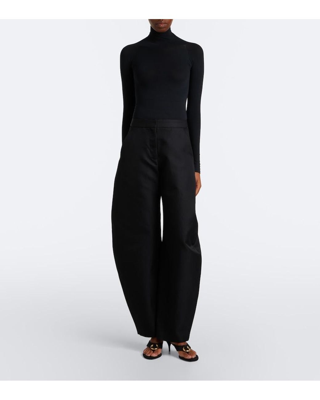 Alaïa Black Infra Suede Thong Sandals