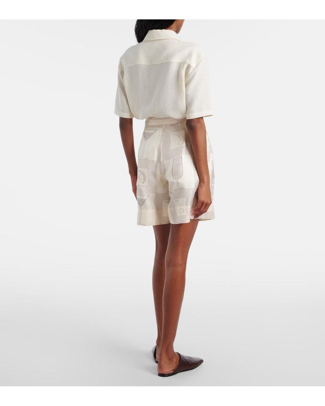 Loro Piana Natural Dorin Printed Silk Twill Bermuda Shorts