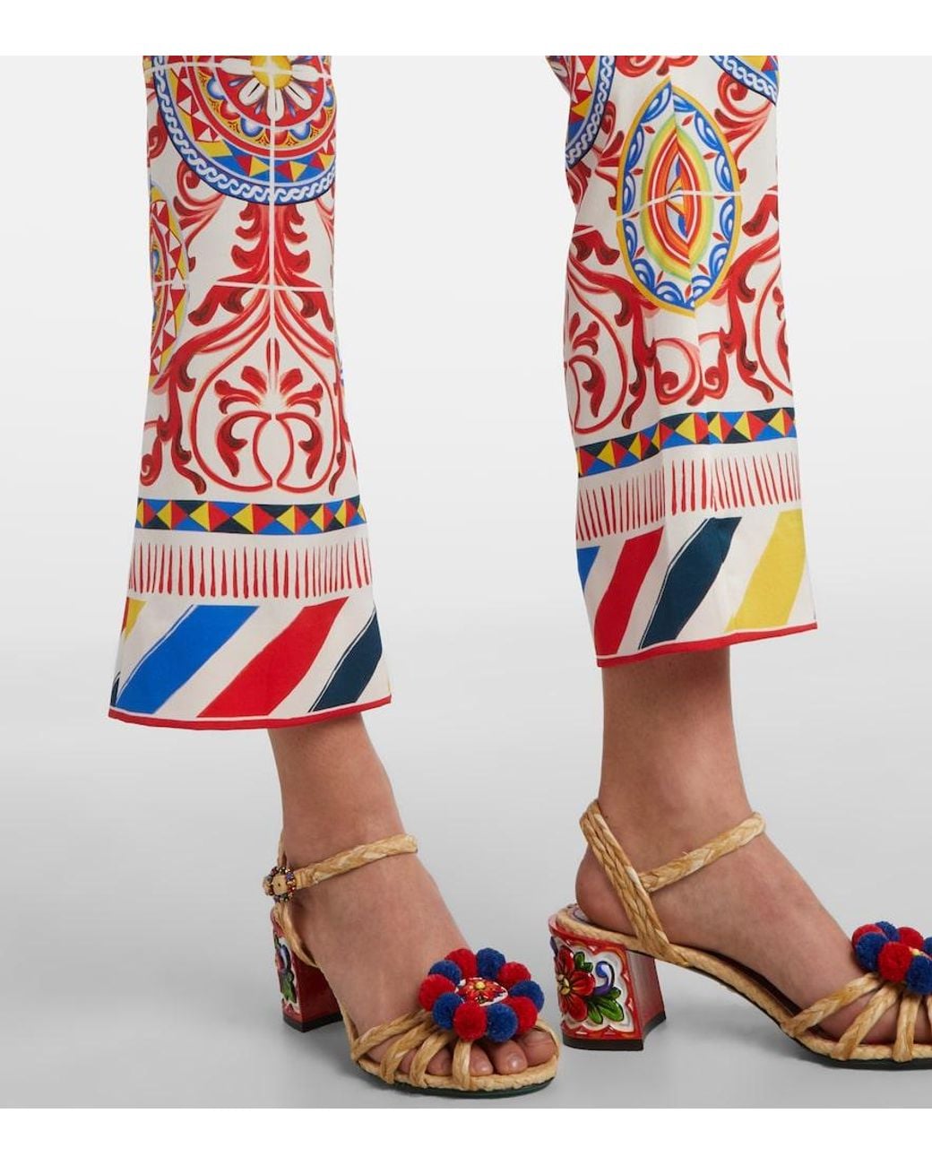 Dolce & Gabbana Cropped Printed Silk-Blend Flared Pants
