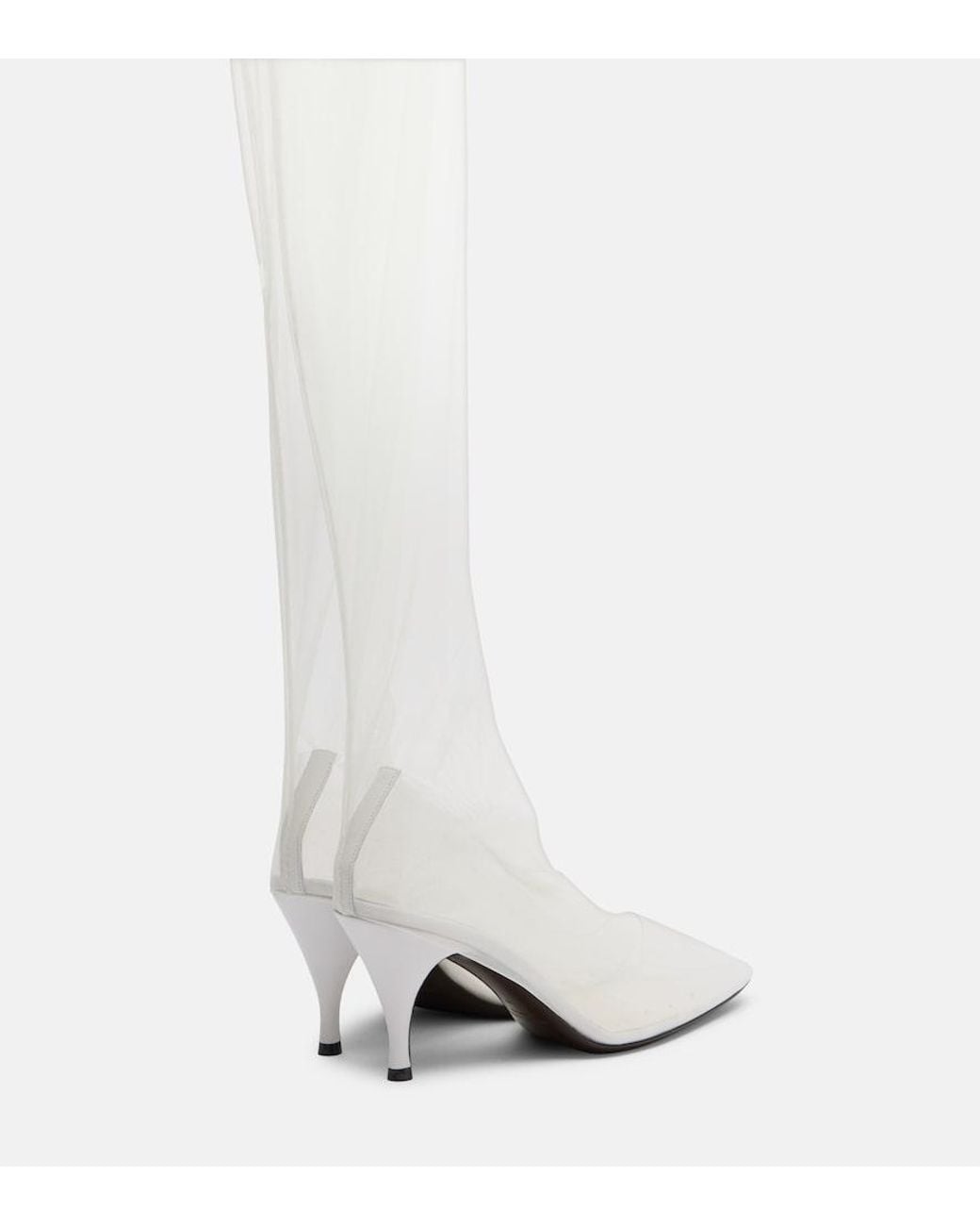 Herbert Levine White Sheer Perfection Mesh Over-The-Knee Boots