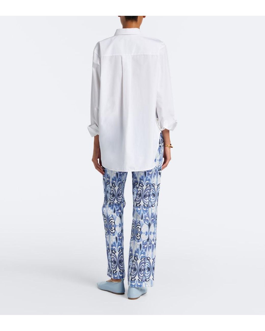 LaDoubleJ Blue 24/7 Printed Cotton Straight Pants