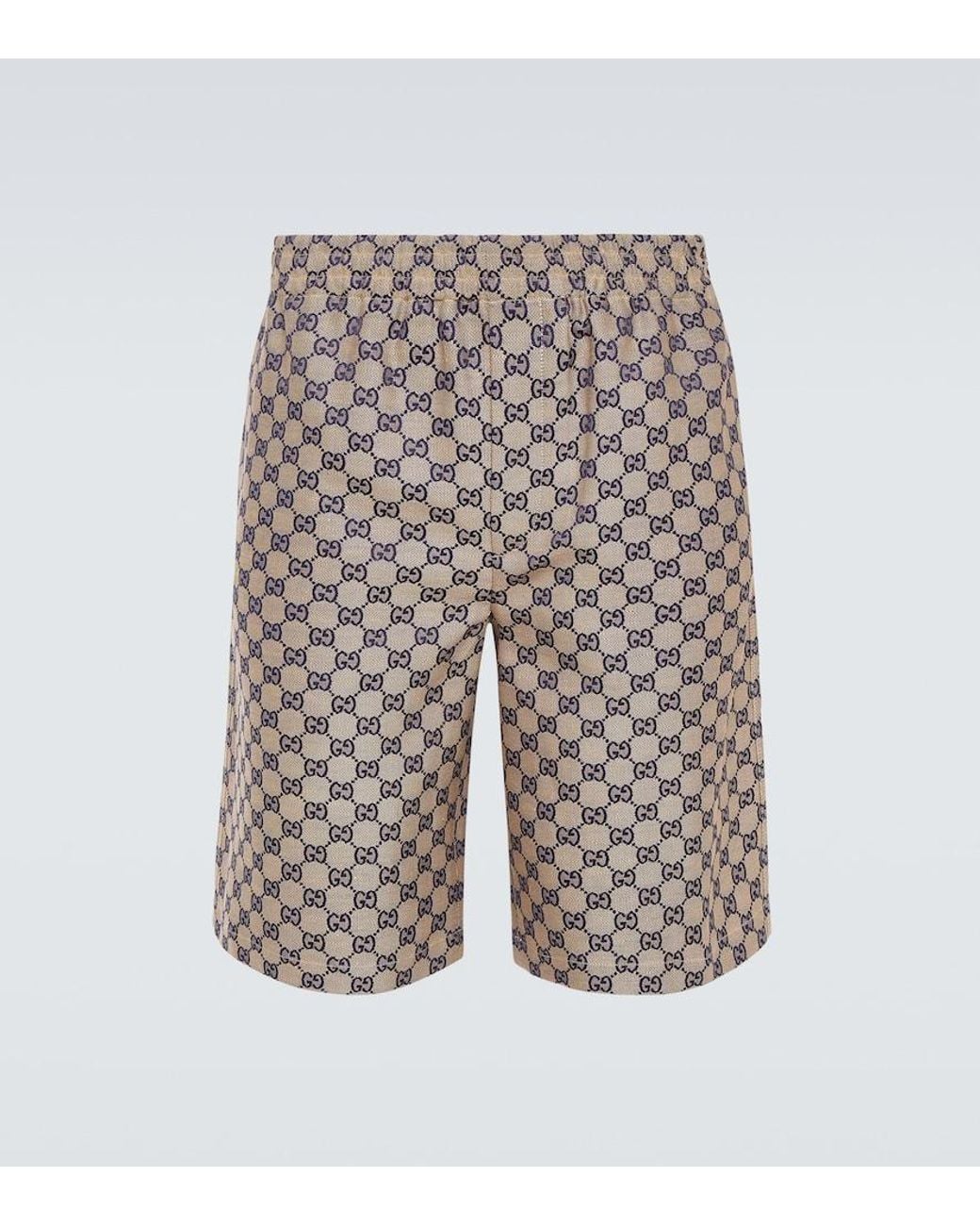 Gucci Natural Gg Linen-Blend Shorts for men
