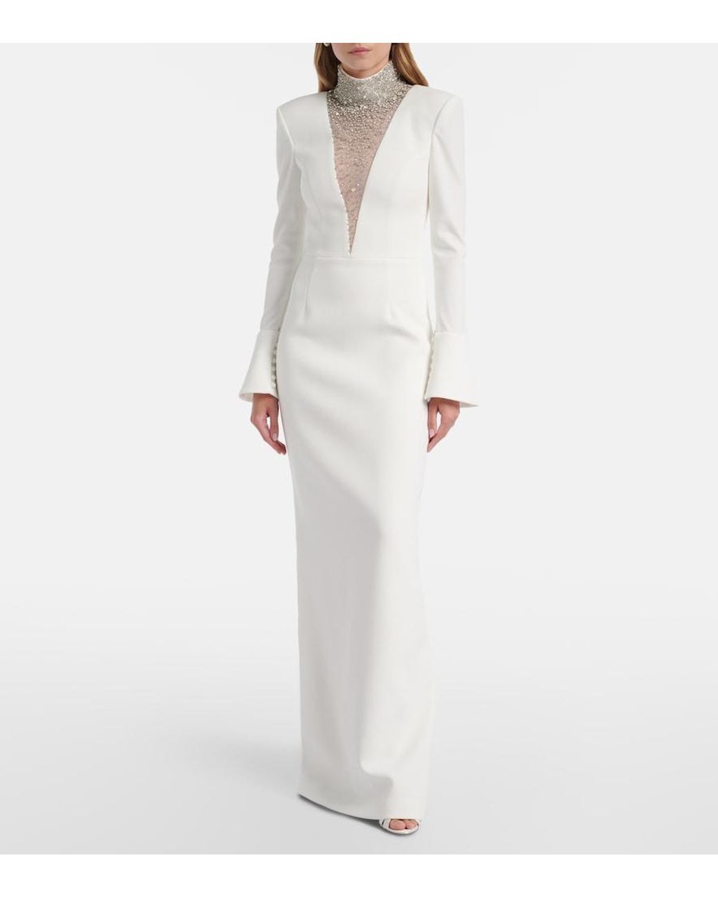 Rebecca Vallance White Bridal Melva Embellished Crepe Gown