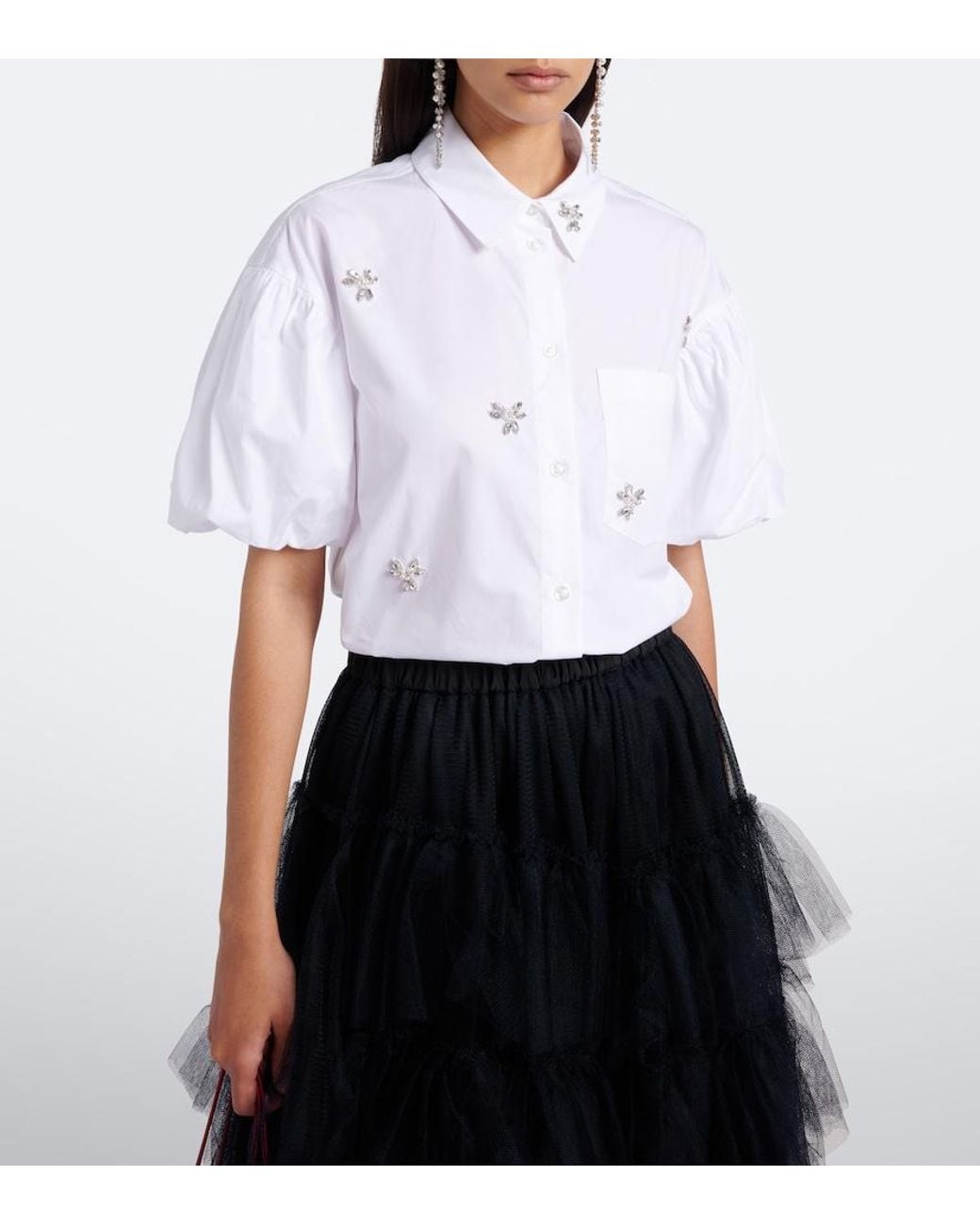 Simone Rocha White Embellished Cotton Poplin Shirt