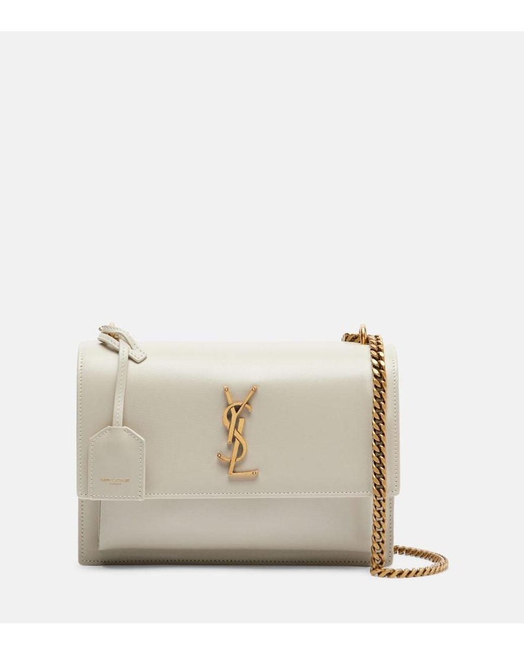 Saint Laurent White Medium Sunset Tasche mit Monogramm