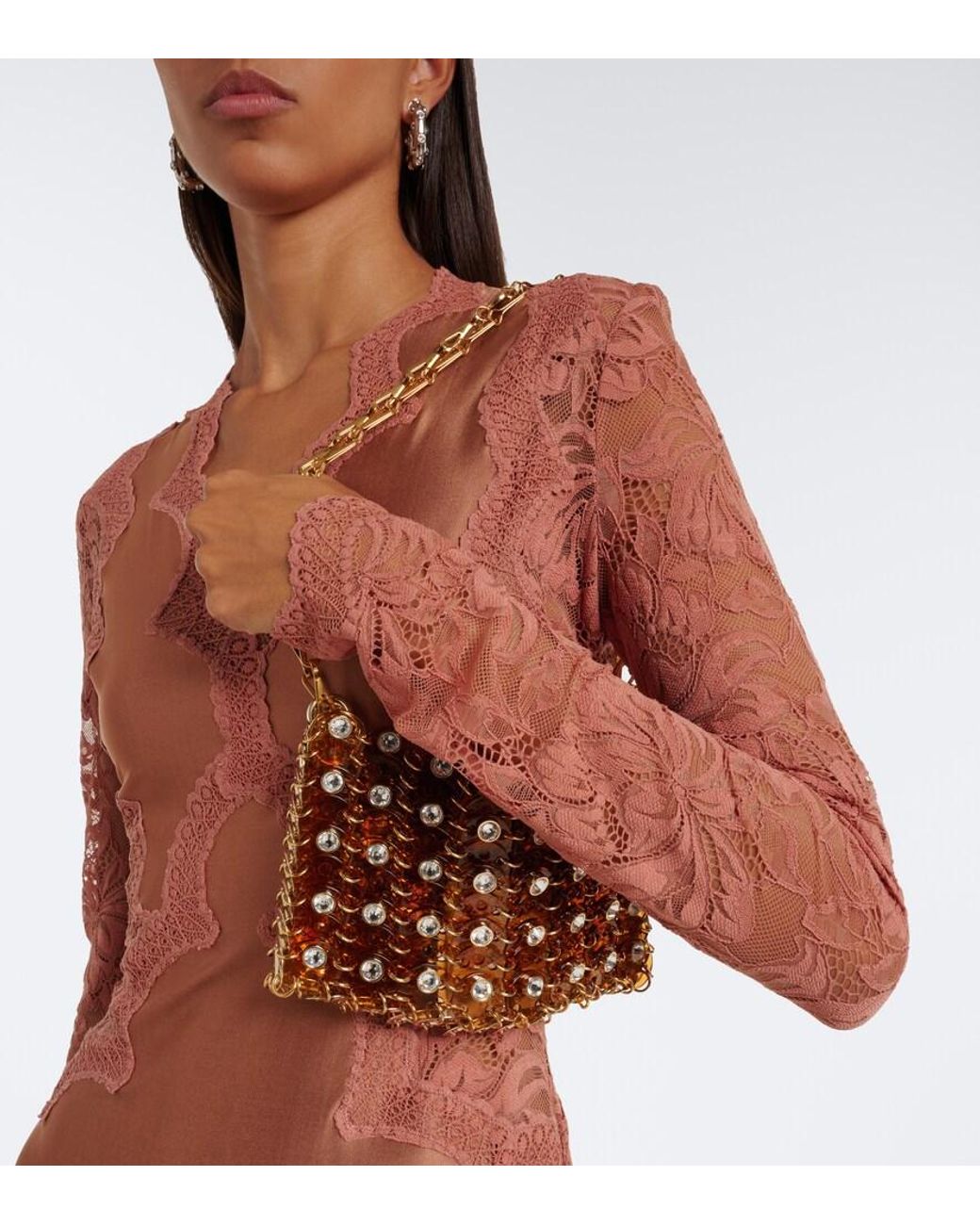Rabanne White 1969 Nano Embellished Shoulder Bag
