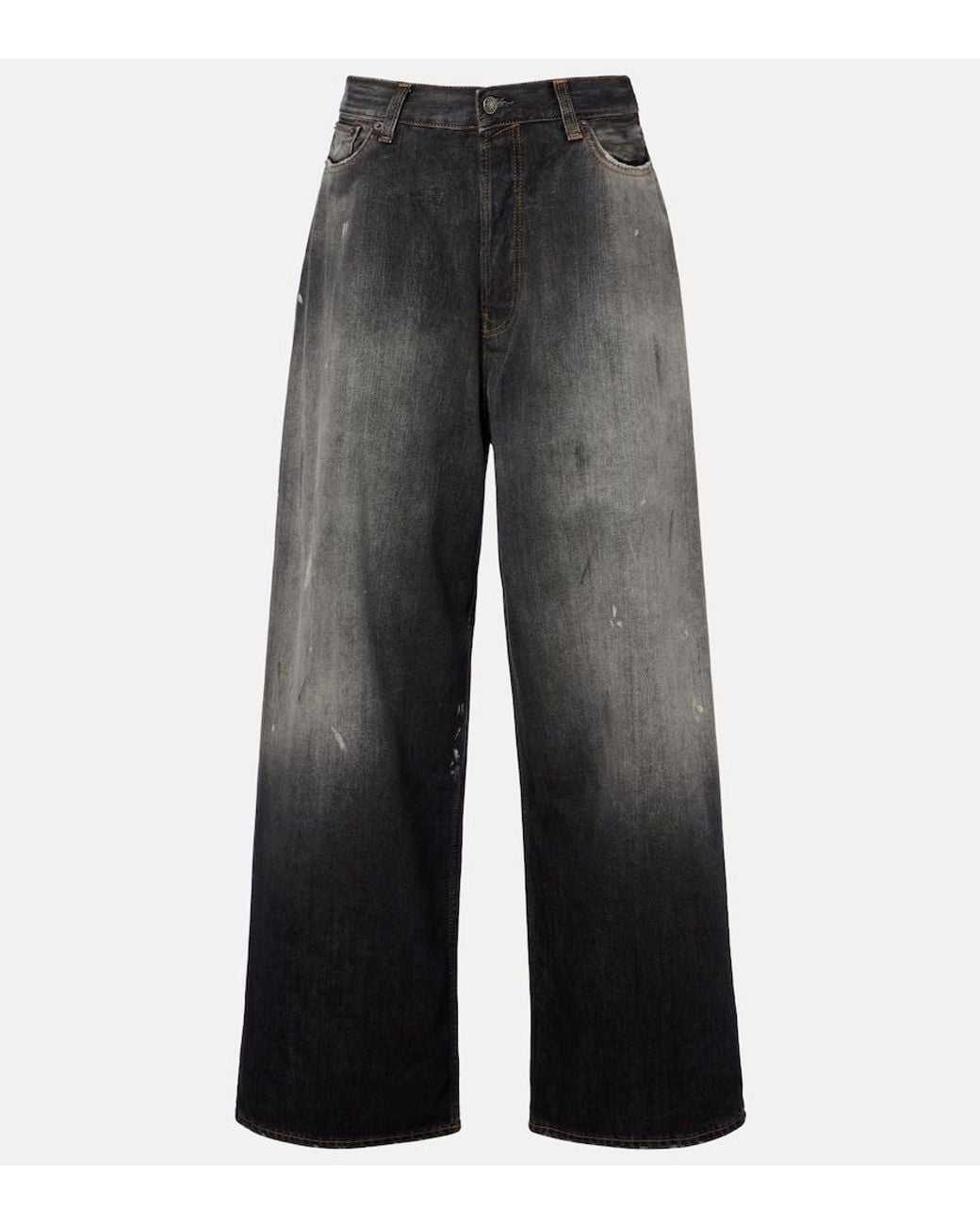 Acne Gray 2023 Distressed Wide-Leg Jeans