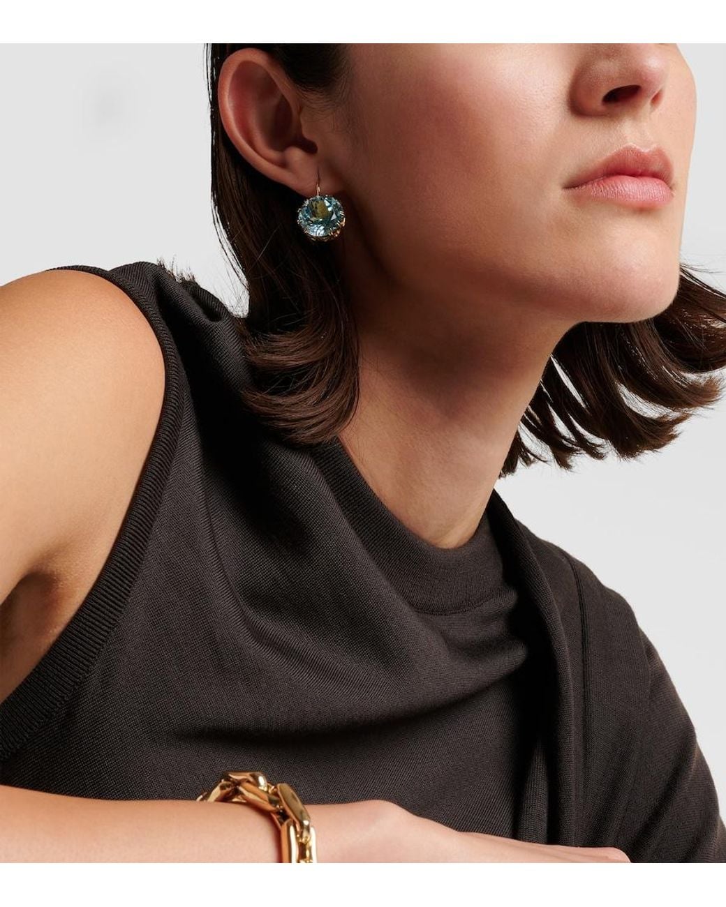 Ileana Makri Blue 18kt Gold Earrings With Topaz