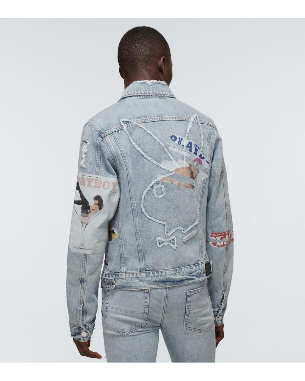 Amiri Blue Playboy Denim Trucker Jacket for men