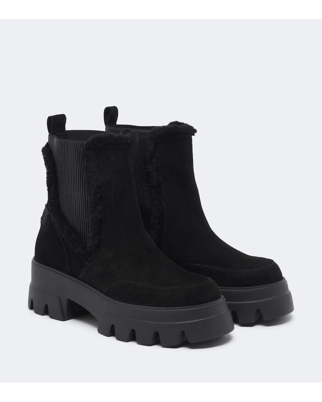 Bogner Black Sapporo Shearling-Trimmed Suede Ankle Boots