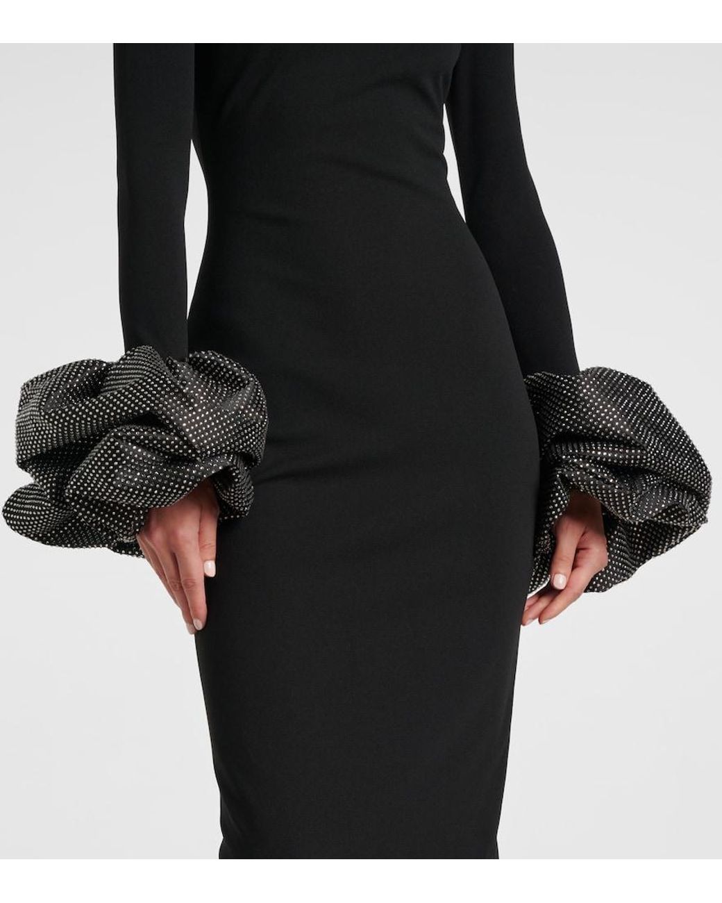 Solace London Black Viviana Embellished Gown