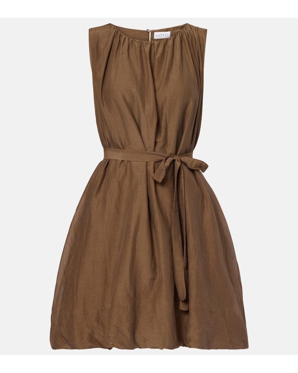 Velvet Brown Margot Cotton And Silk Voile Minidress