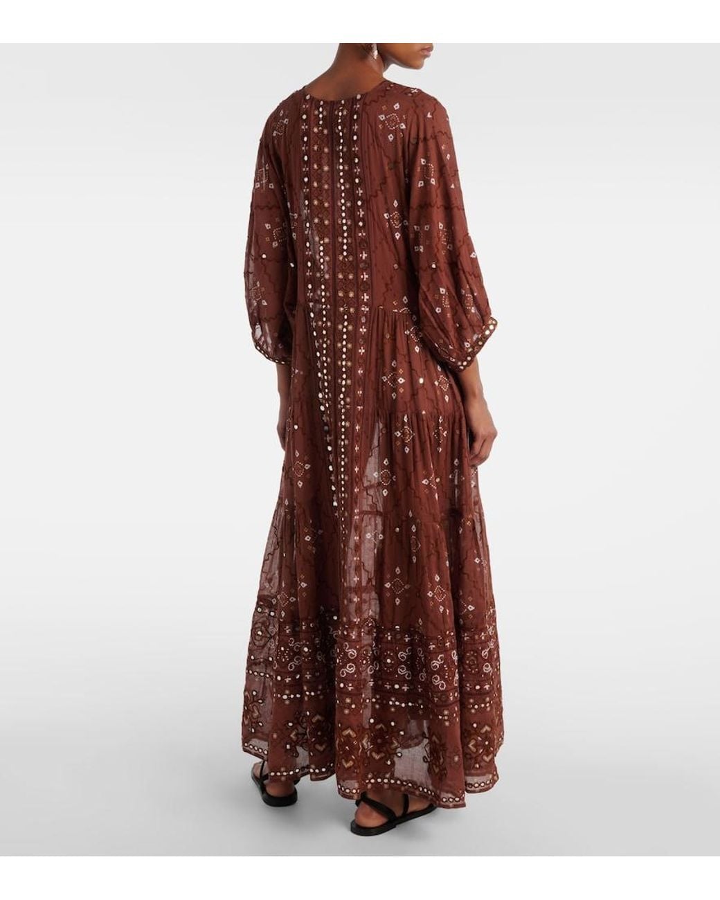 Juliet Dunn Red Printed Cotton Maxi Dress