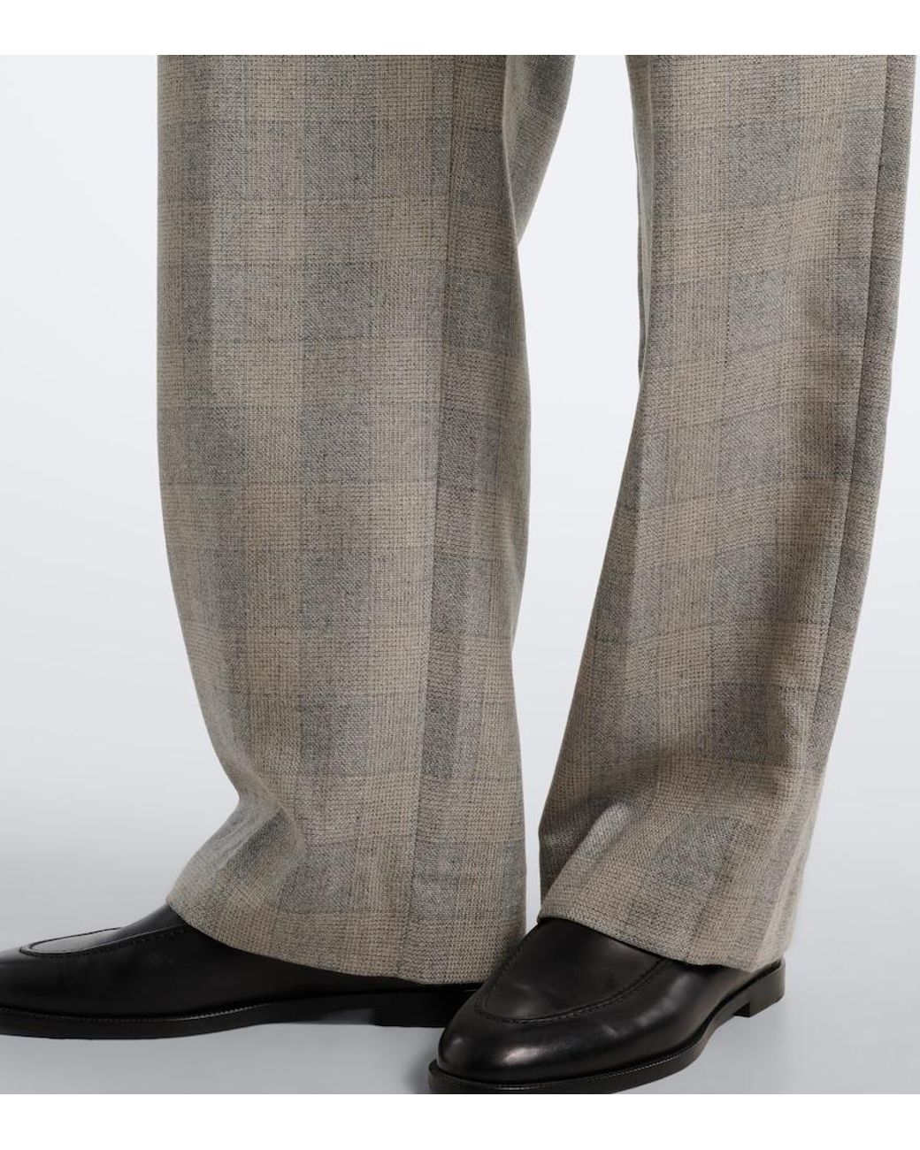 Blazé Milano Gray Fox Checked Wool, Silk, And Cashmere Straight Pants