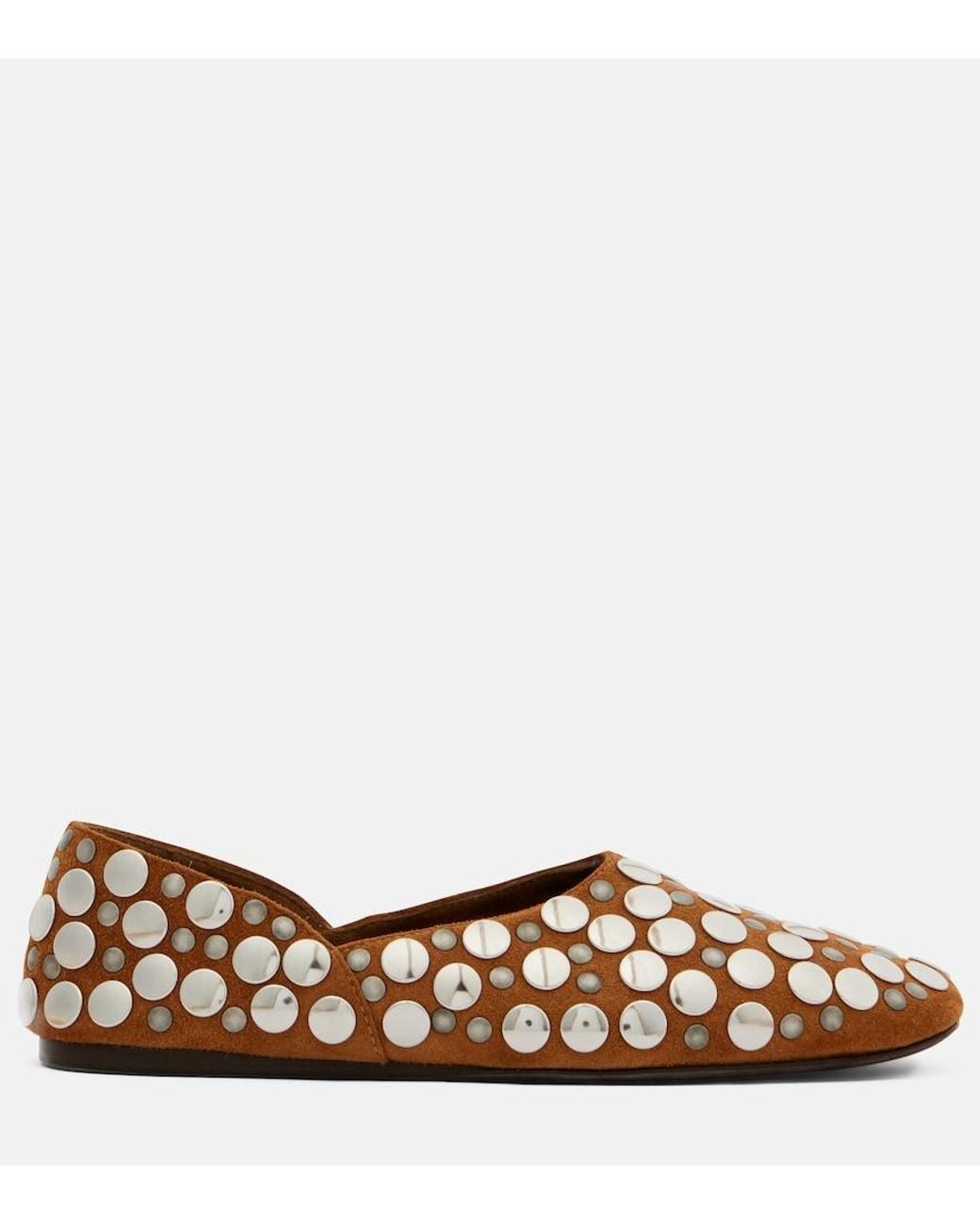 Khaite Brown Jane Studded Suede Ballet Flats