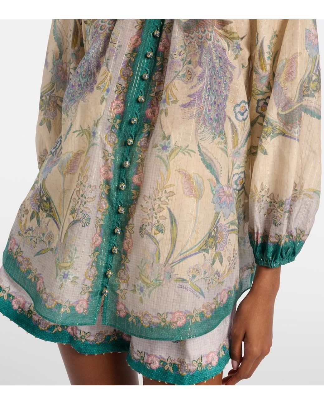 Zimmermann White Indra Printed Cotton And Silk-Blend Blouse