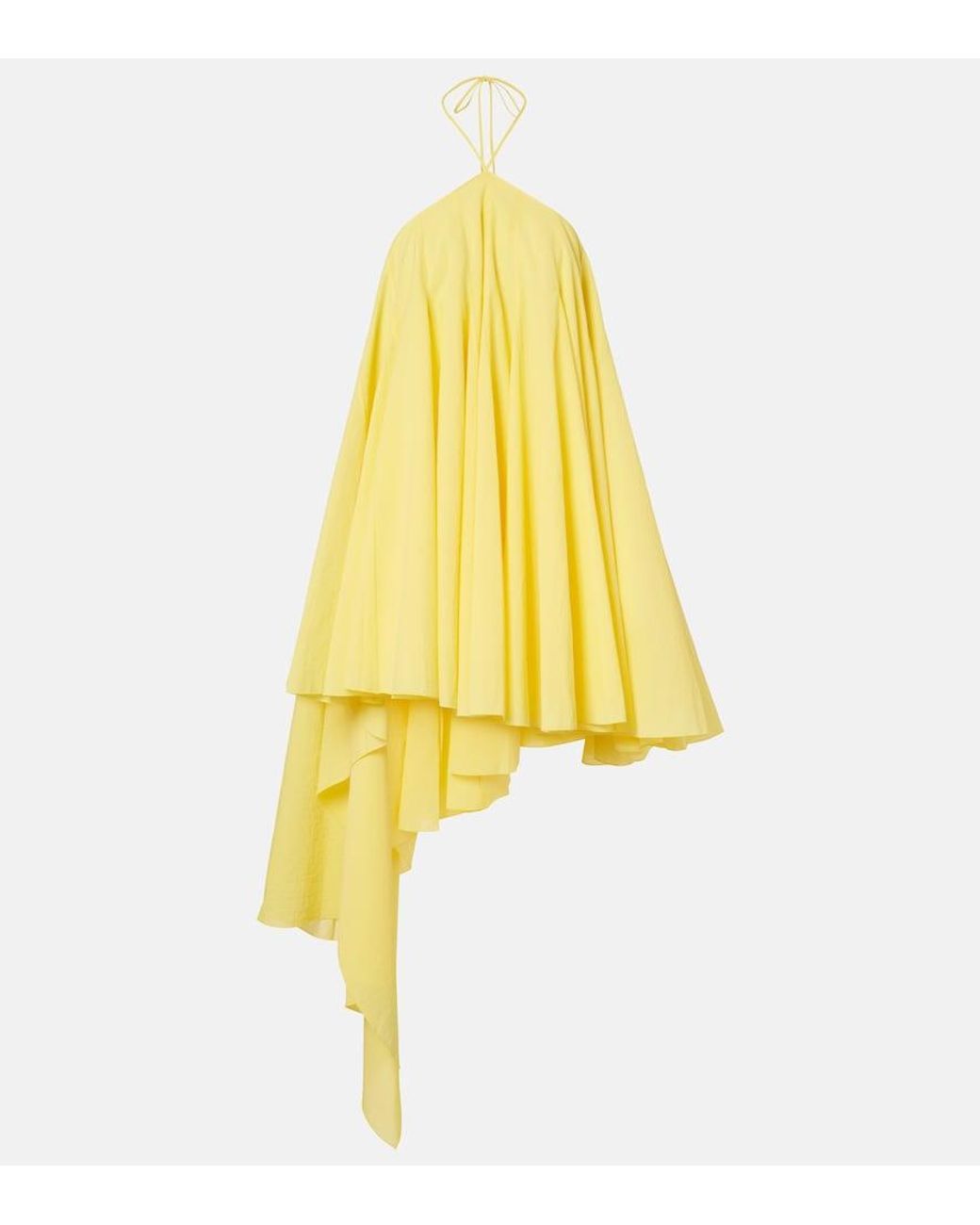 Jacquemus Yellow Triangle Asymmetric Cotton-Blend Minidress