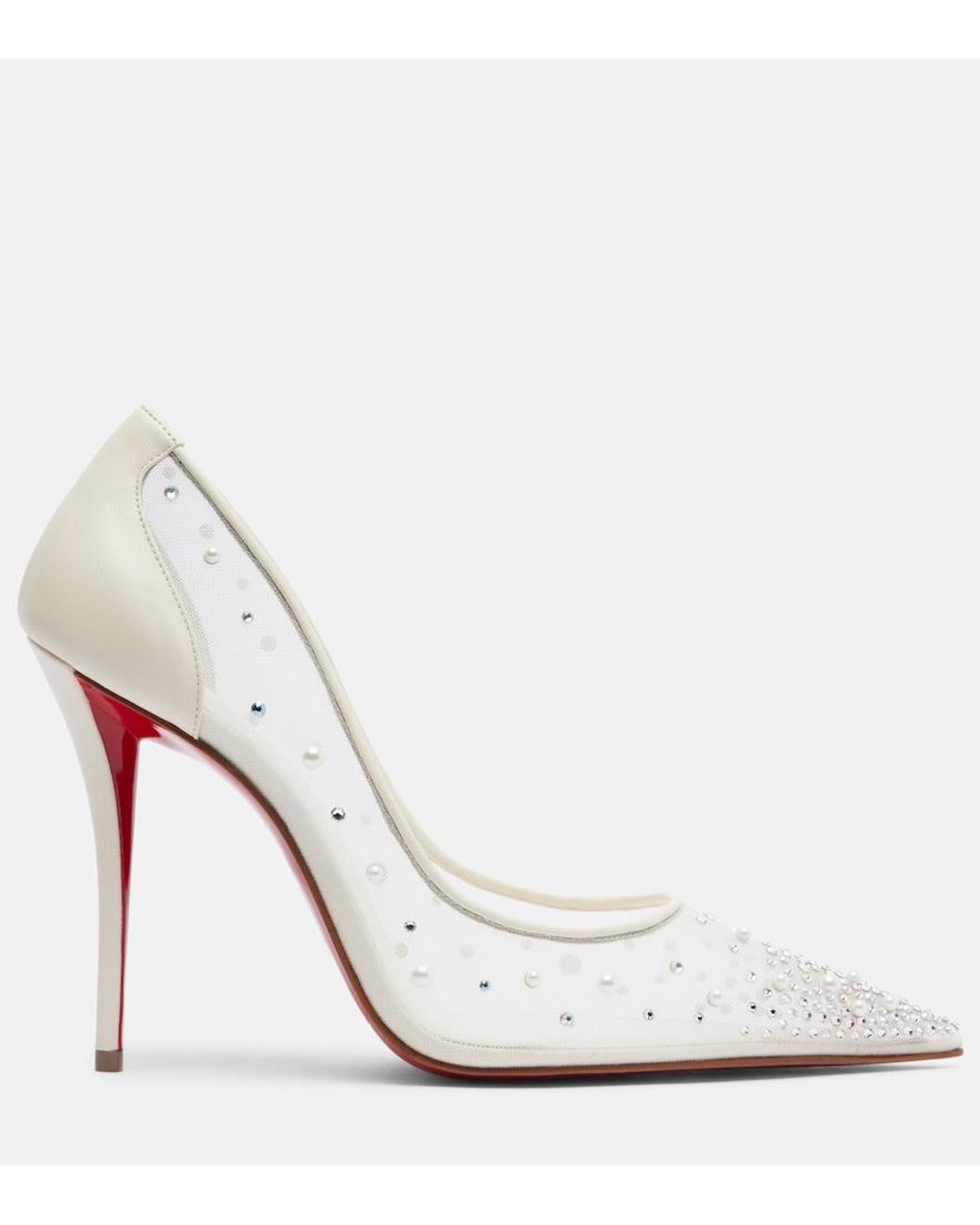 Christian Louboutin White Miss Z Degrastrass Perla 100 Mesh Pumps