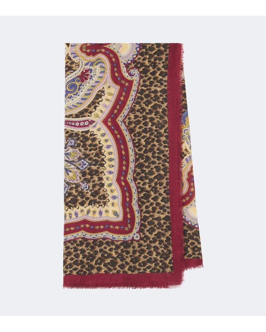 Etro Red Printed Modal And Cashmere Scarf