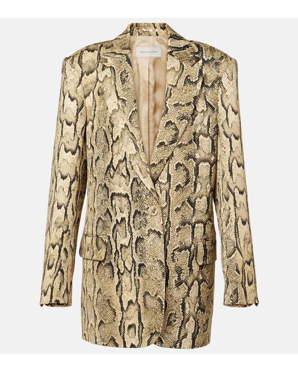 Dries Van Noten Natural Snake-Effect Jacquard Blazer