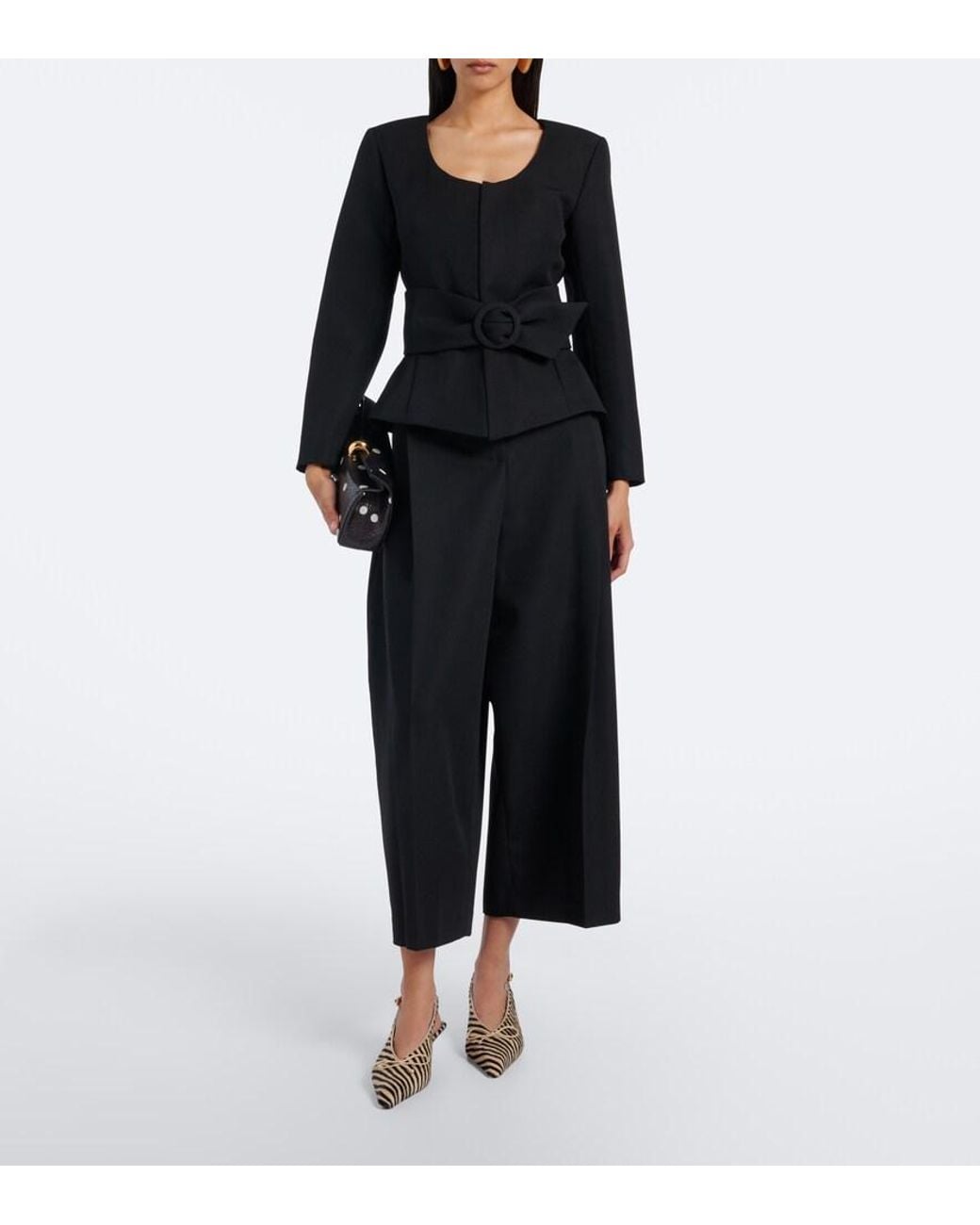 Jacquemus Black Miami Cropped Virgin Wool Wide-Leg Pants
