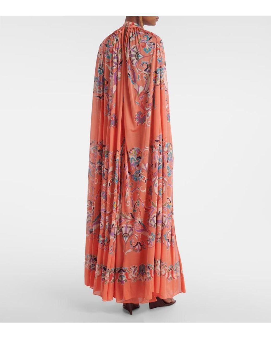 Etro Red Paisley Caped Gown