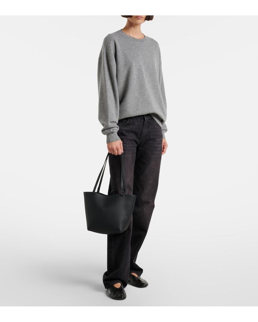 The Row Black Park Medium Leather Tote Bag