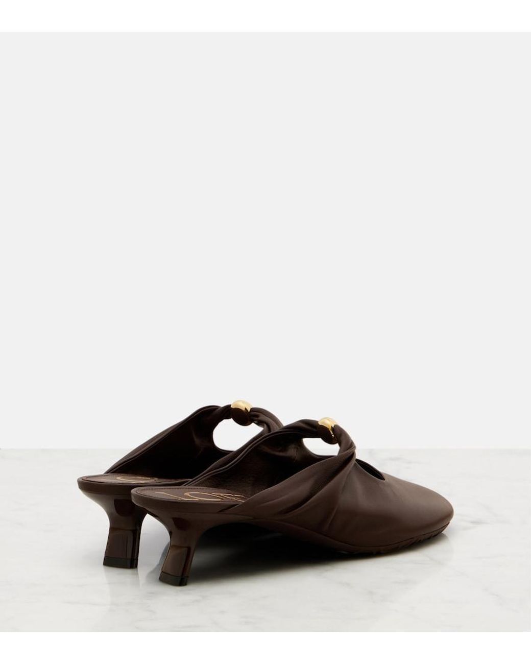 Loewe Brown Pebble 45 Leather Mules