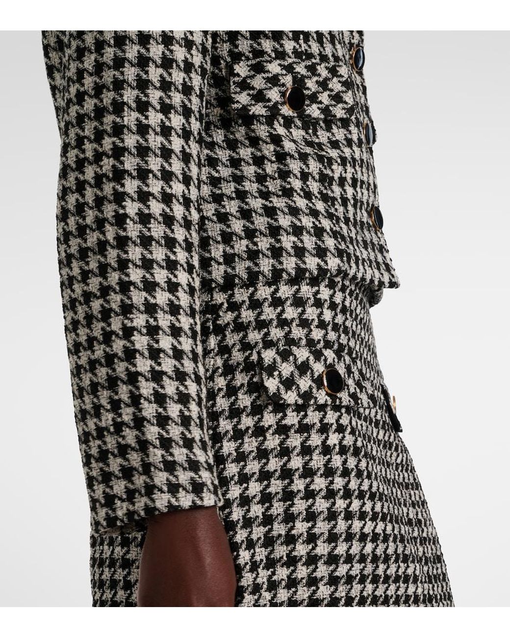 Rixo Black Houndstooth Cropped Jacket