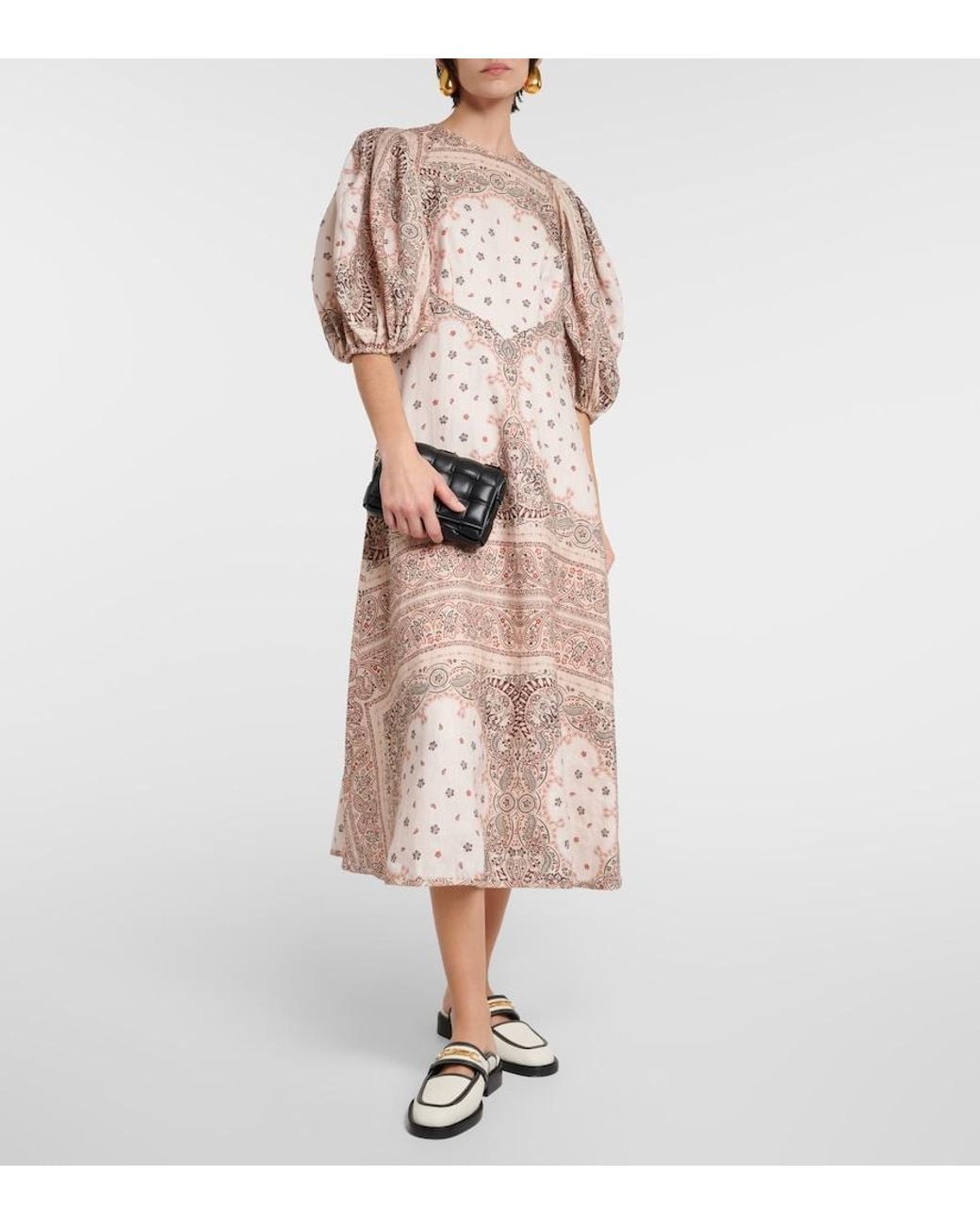 Zimmermann Natural Day Bandana Linen Midi Dress