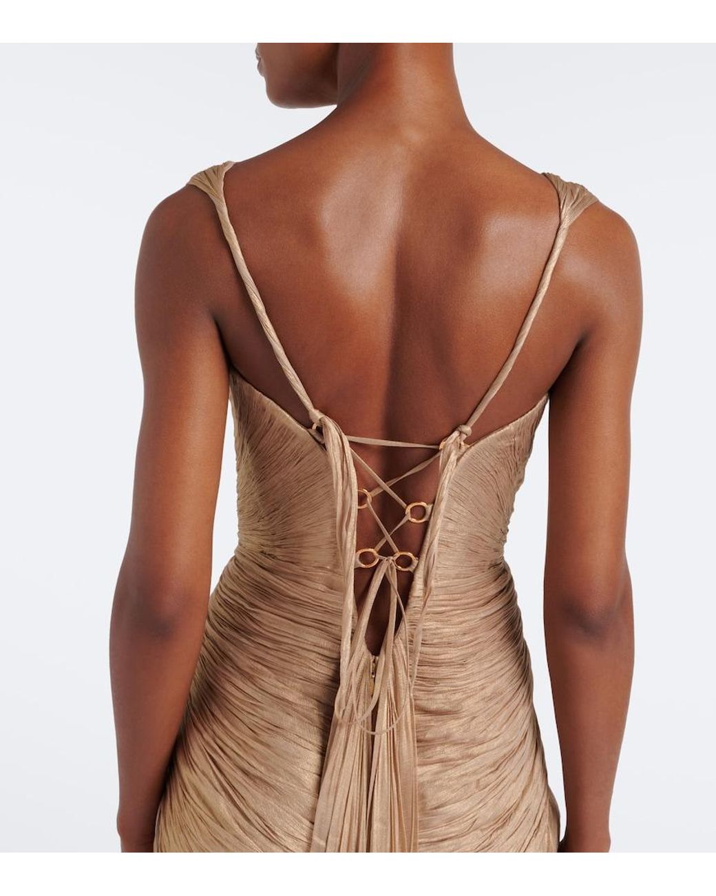 Maria Lucia Hohan Brown Corinna Silk Muslin Bustier Gown