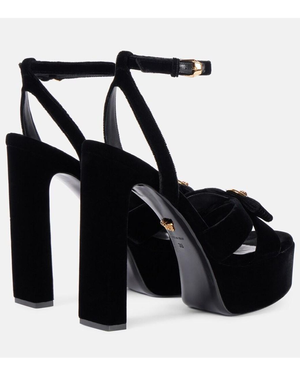 Versace Black Plateausandalen Medusa Aus Samt