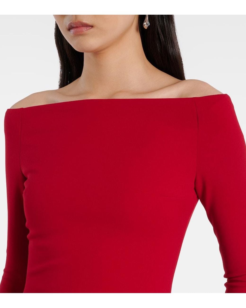 Solace London Red Anica Off-Shoulder Gown