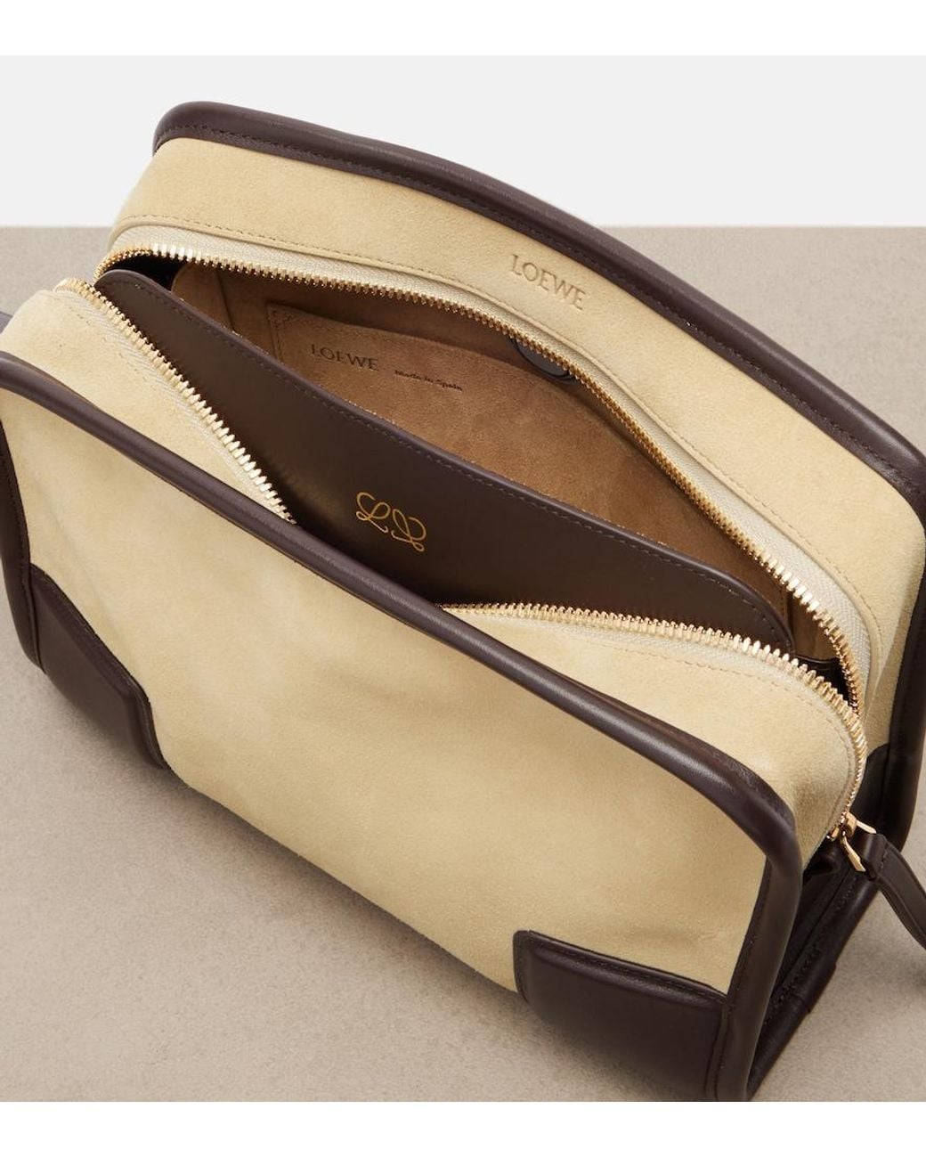 Loewe Black Amazona 180 Leather-Trimmed Suede Top-Handle Bag
