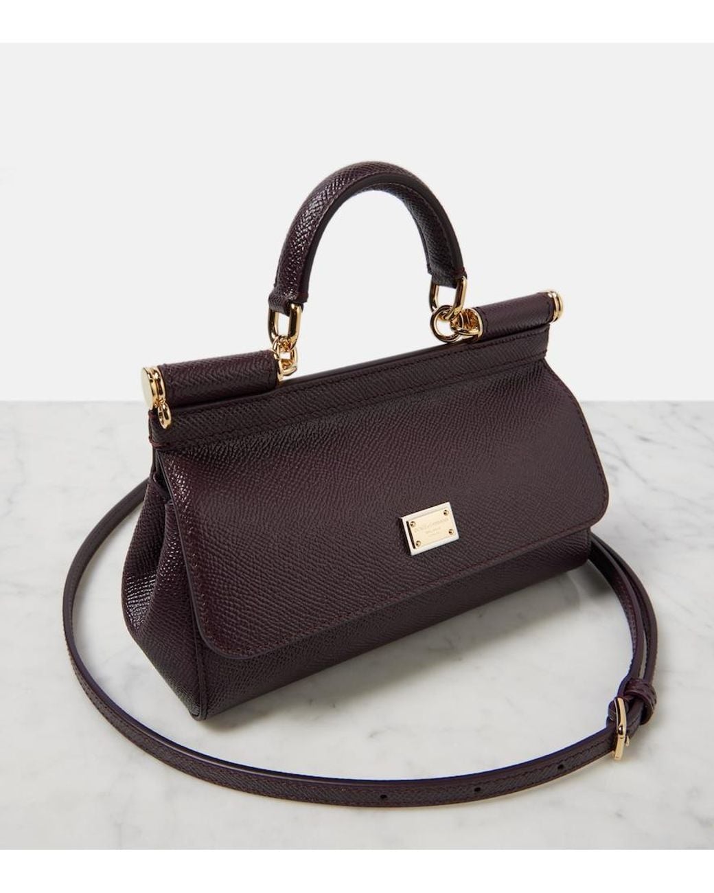 Dolce & Gabbana Purple Sicily Small Leather Tote Bag