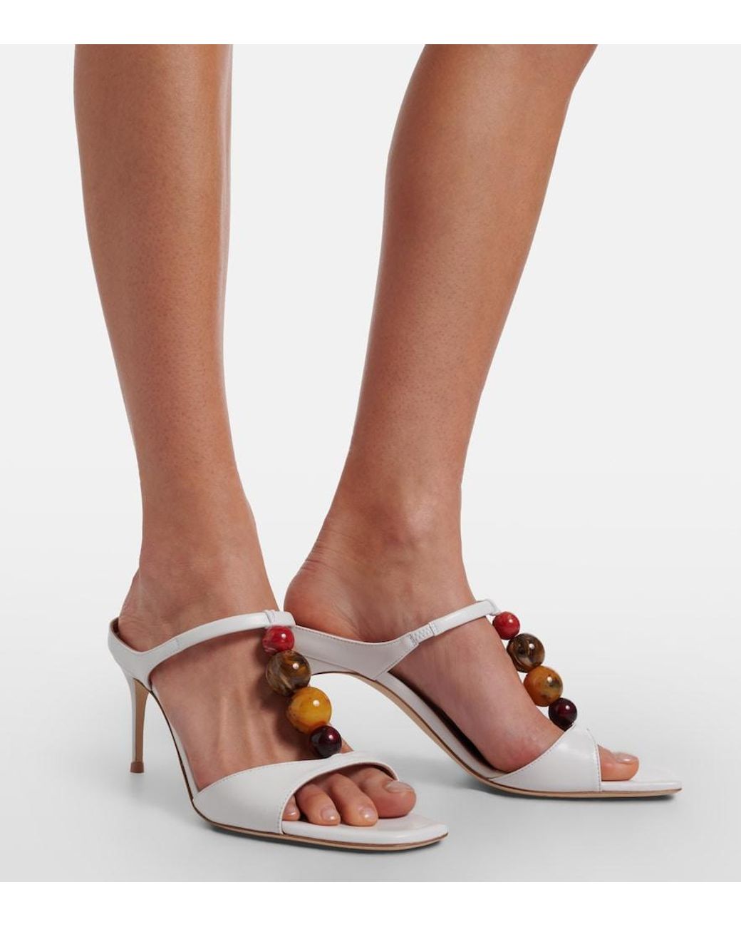 Malone Souliers Brown Lena Embellished Leather Mules