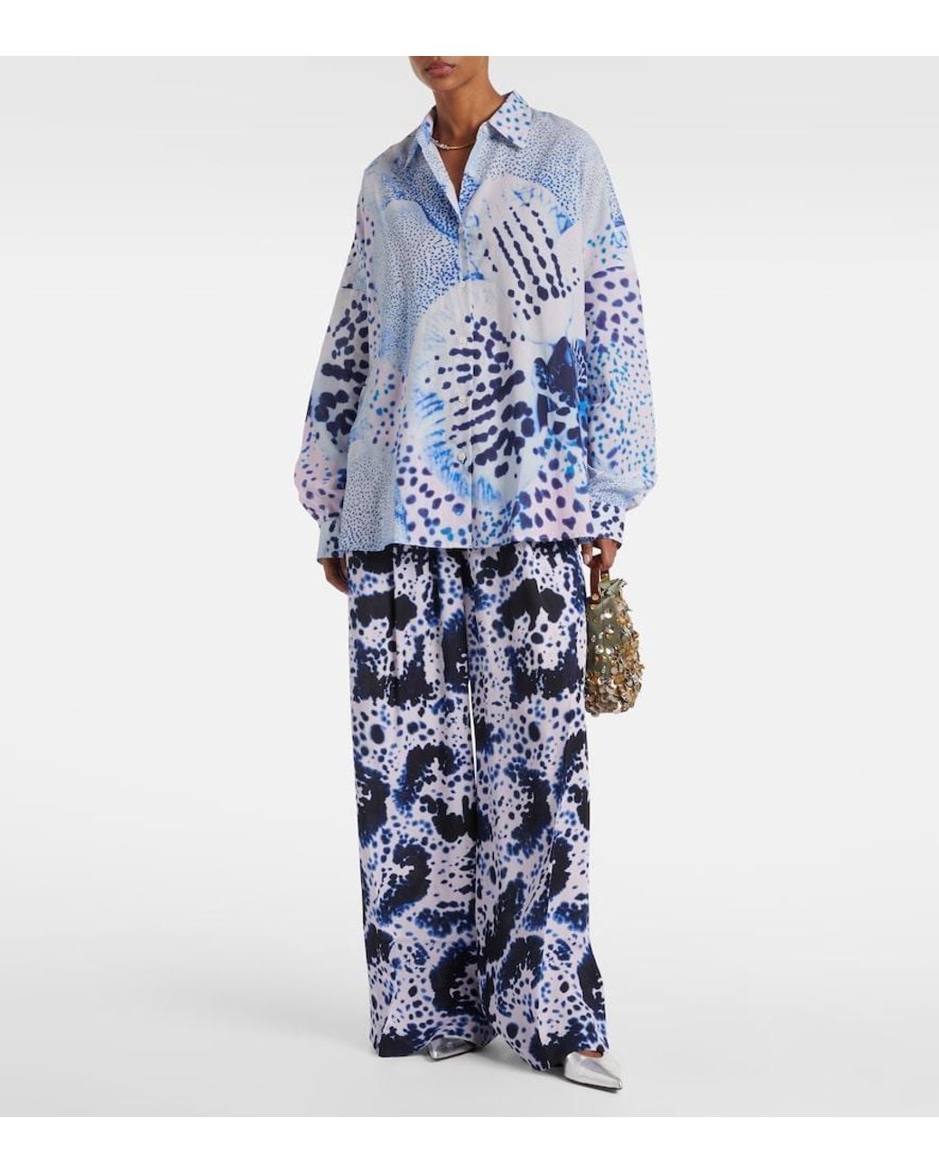 Camisa De Algodon Estampada Dries Van Noten de color Blue