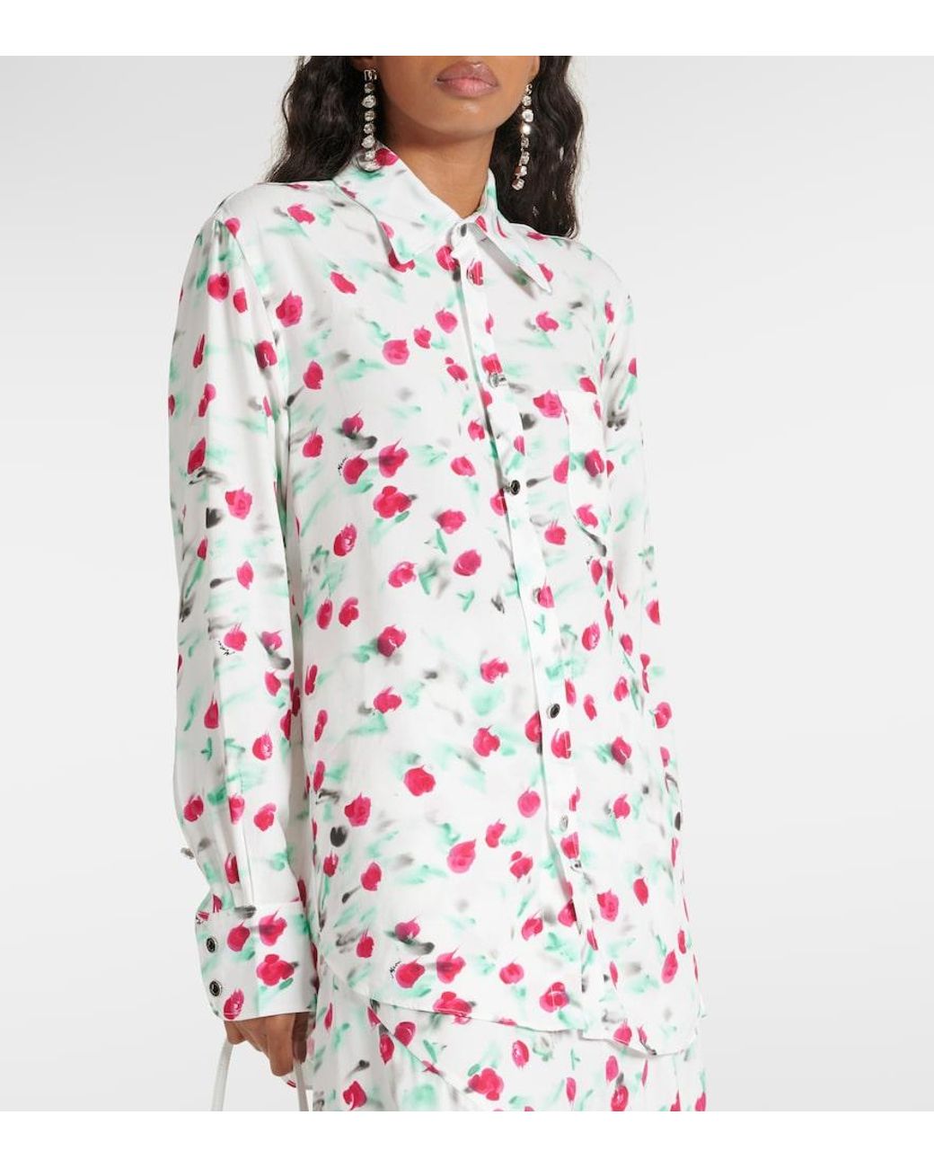 Marni Multicolor Floral Print Shirt With Logo Buttons