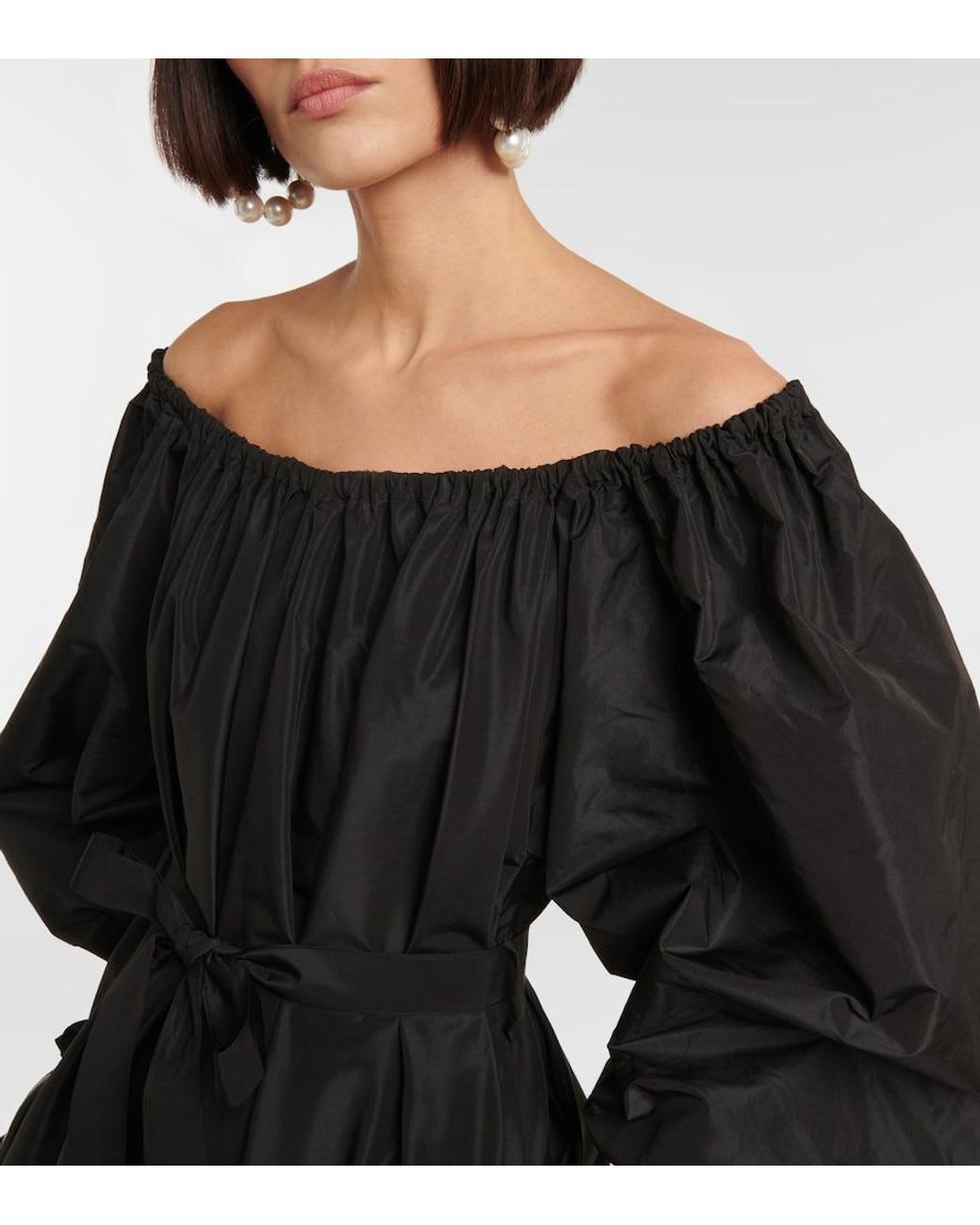Patou Black Off-Shoulder Faille Maxi Dress