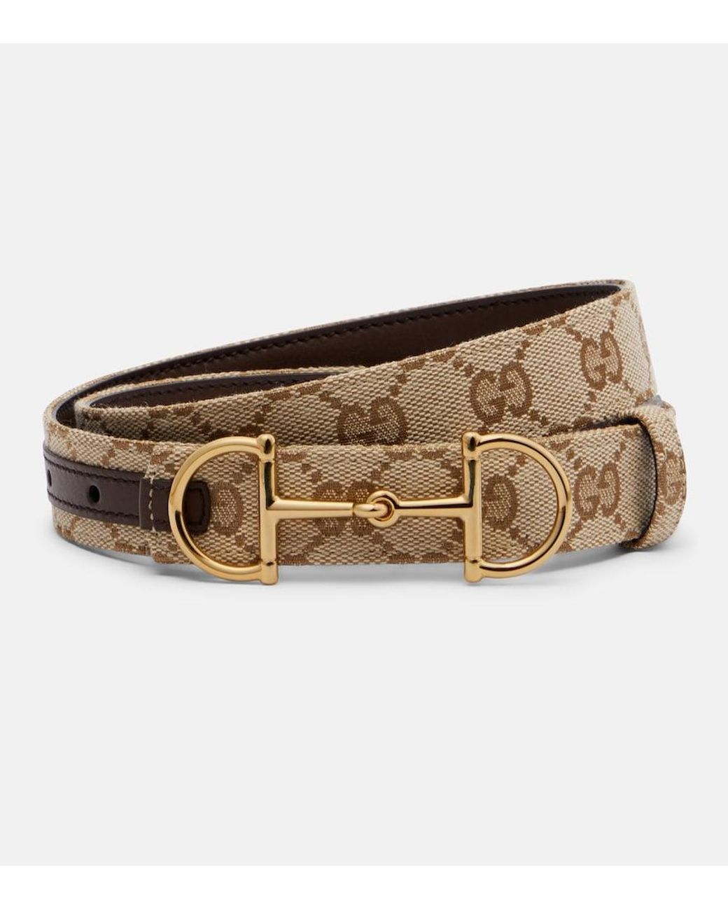 Gucci Brown Horsebit Gg Canvas Belt