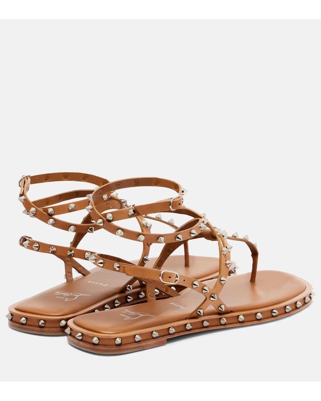 Christian Louboutin Brown Bombina Spiked Leather Sandals